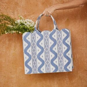 Mrs Alice- Blue Ikat Tote Bag